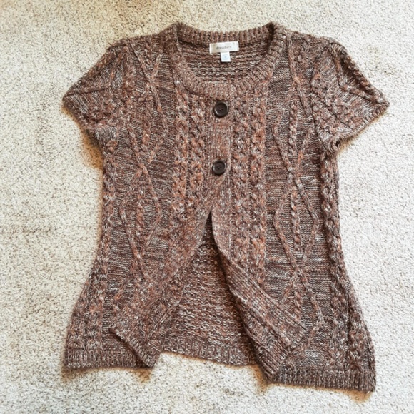 Dressbarn Brown Knit Button Short Sleeve Cardigan Size M - Picture 13 of 13